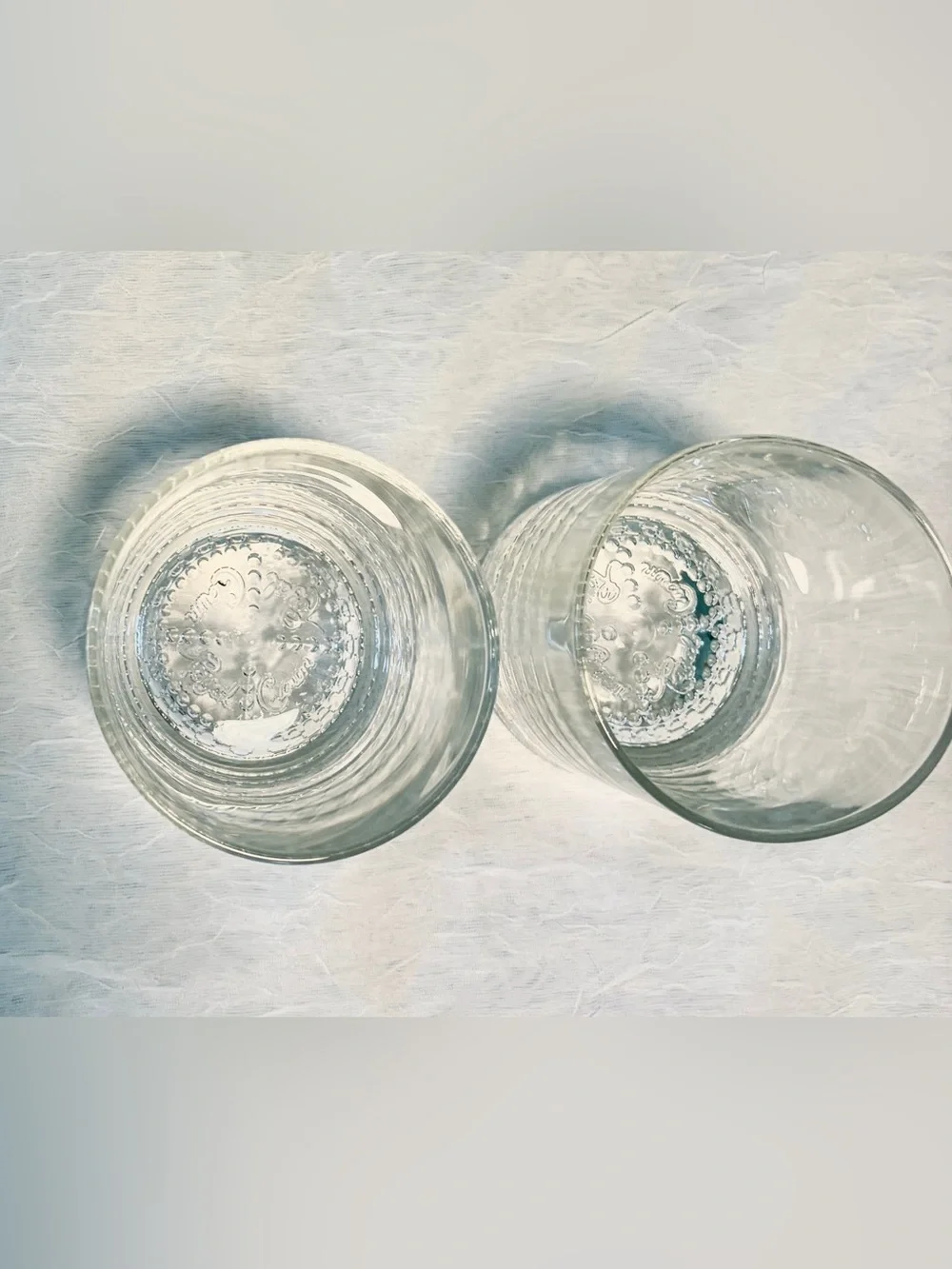 2 Crown Royal Lowball Whiskey Glasses Embossed Logo Clear Glass Made In Italy